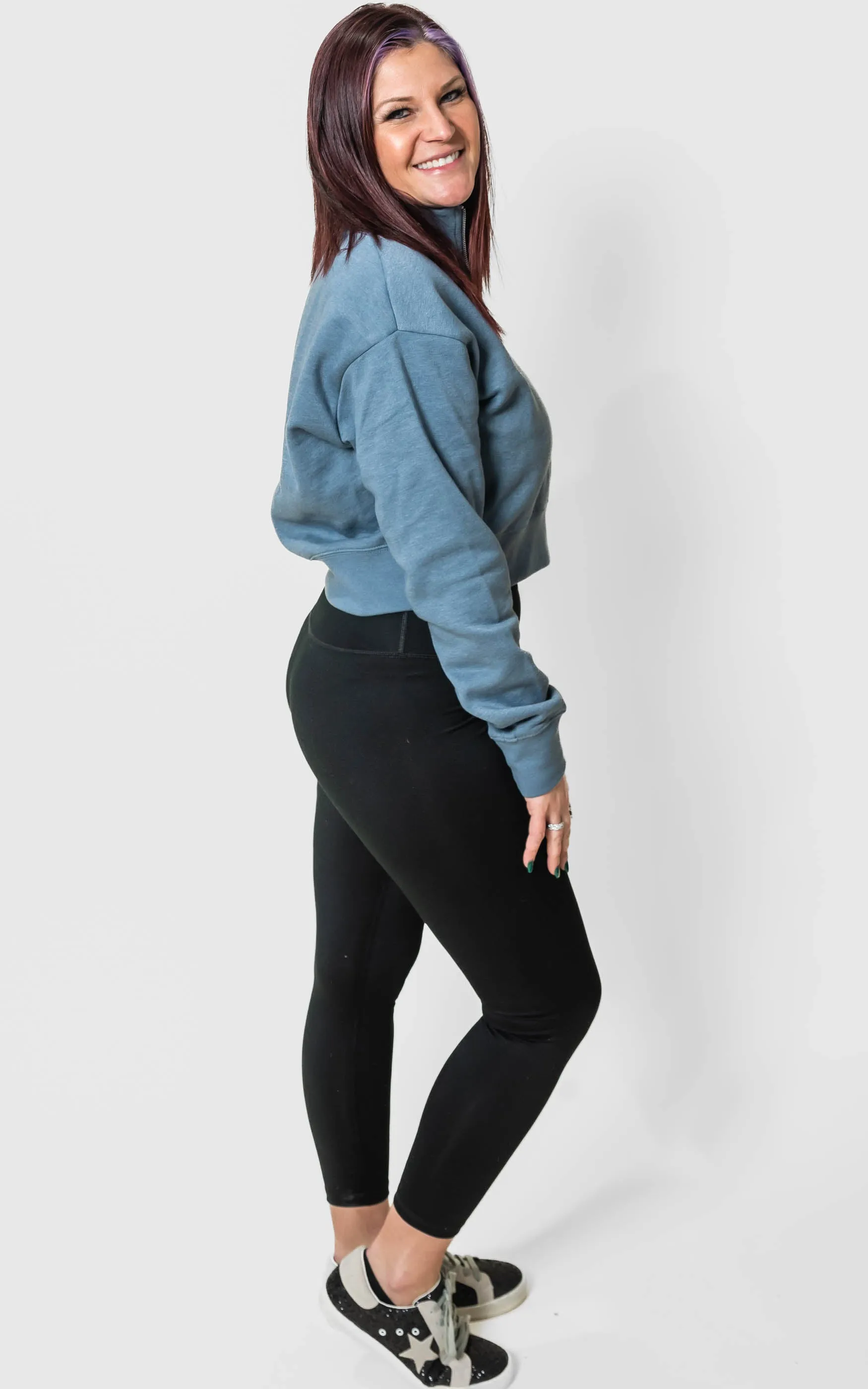 1/2 Zip Mockneck Cropped Sweatshirt** - Final Sale