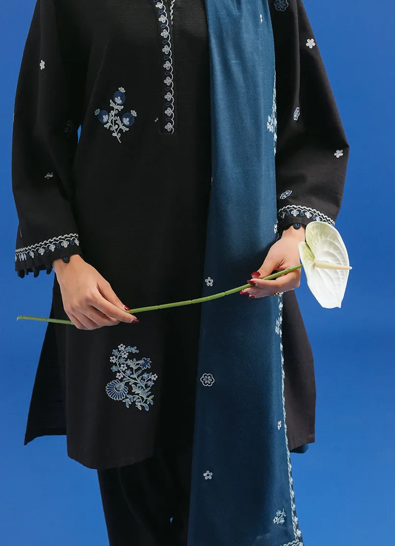 3 Pc Khaddar Embroidered Suit - Ikse-213869