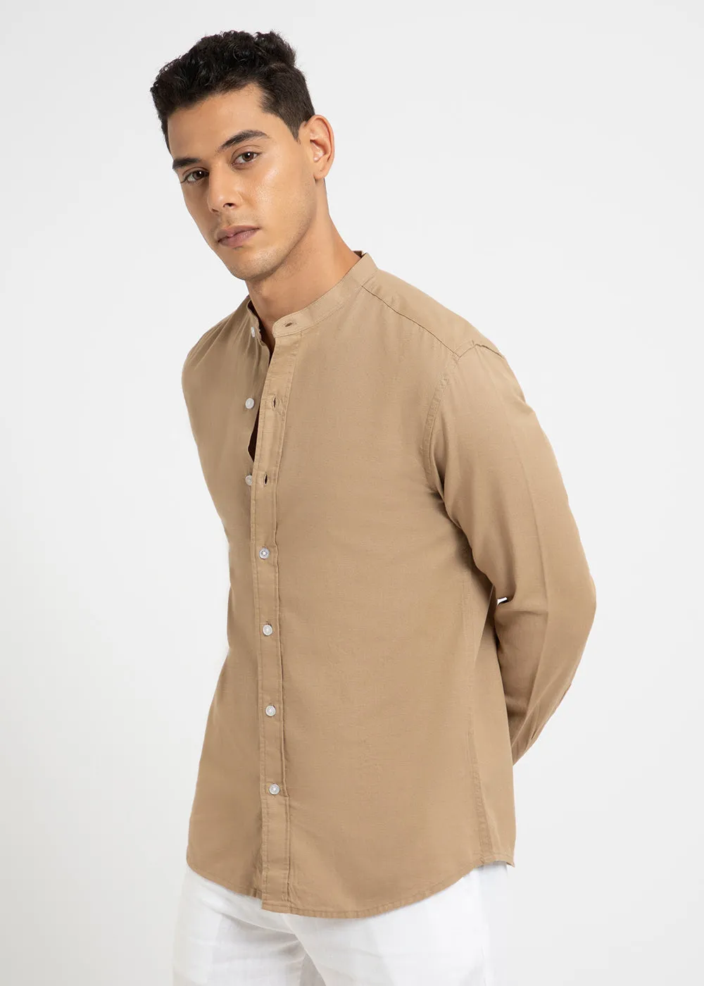 Aurora Beige Cotton Linen Shirt