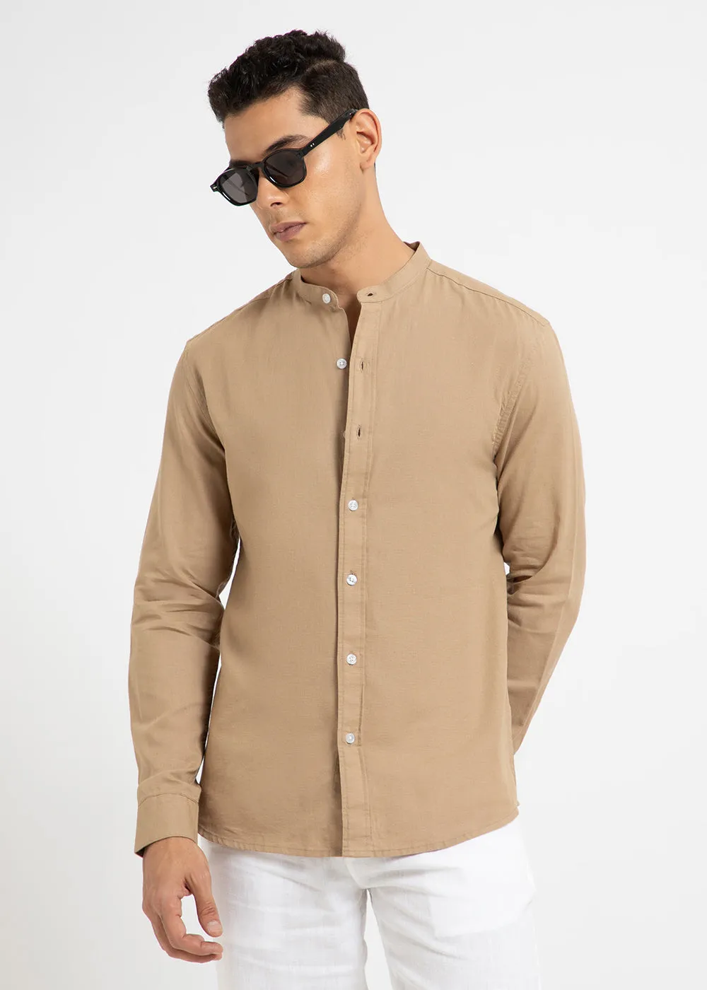 Aurora Beige Cotton Linen Shirt