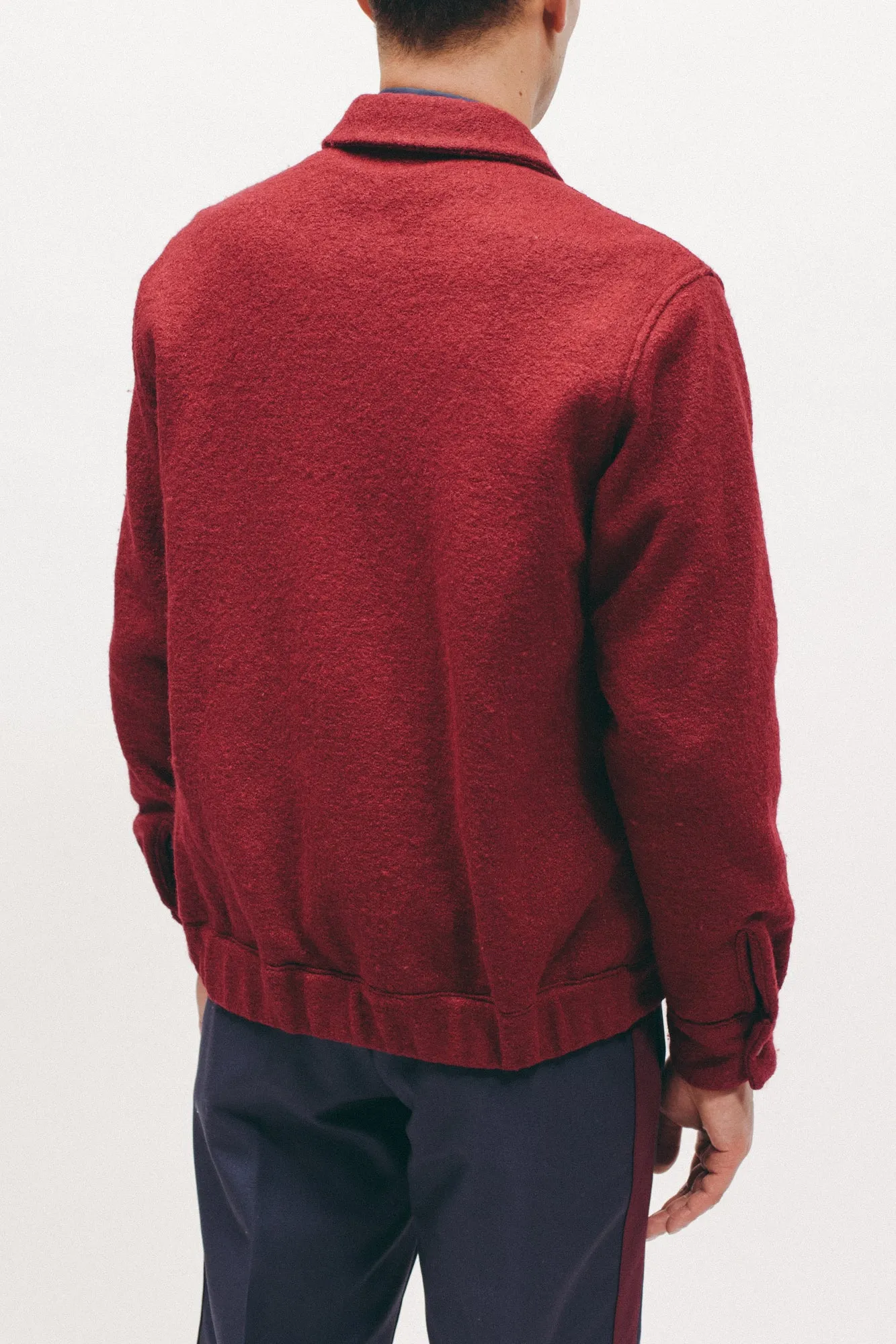 Premium Red Boiled Wool Harrington Jacket