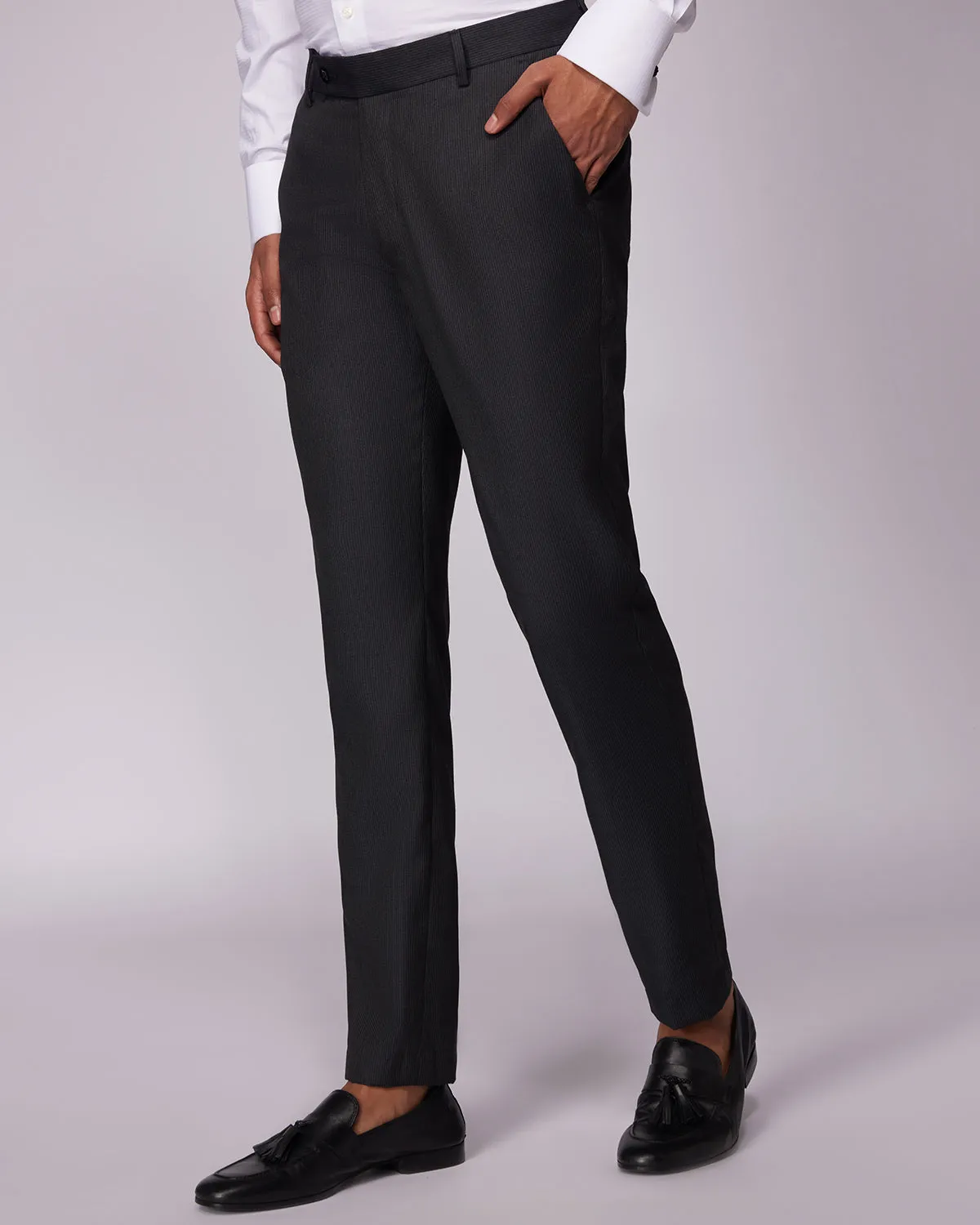 Black Capstone Premium Blended Wool Dress Pants for Men