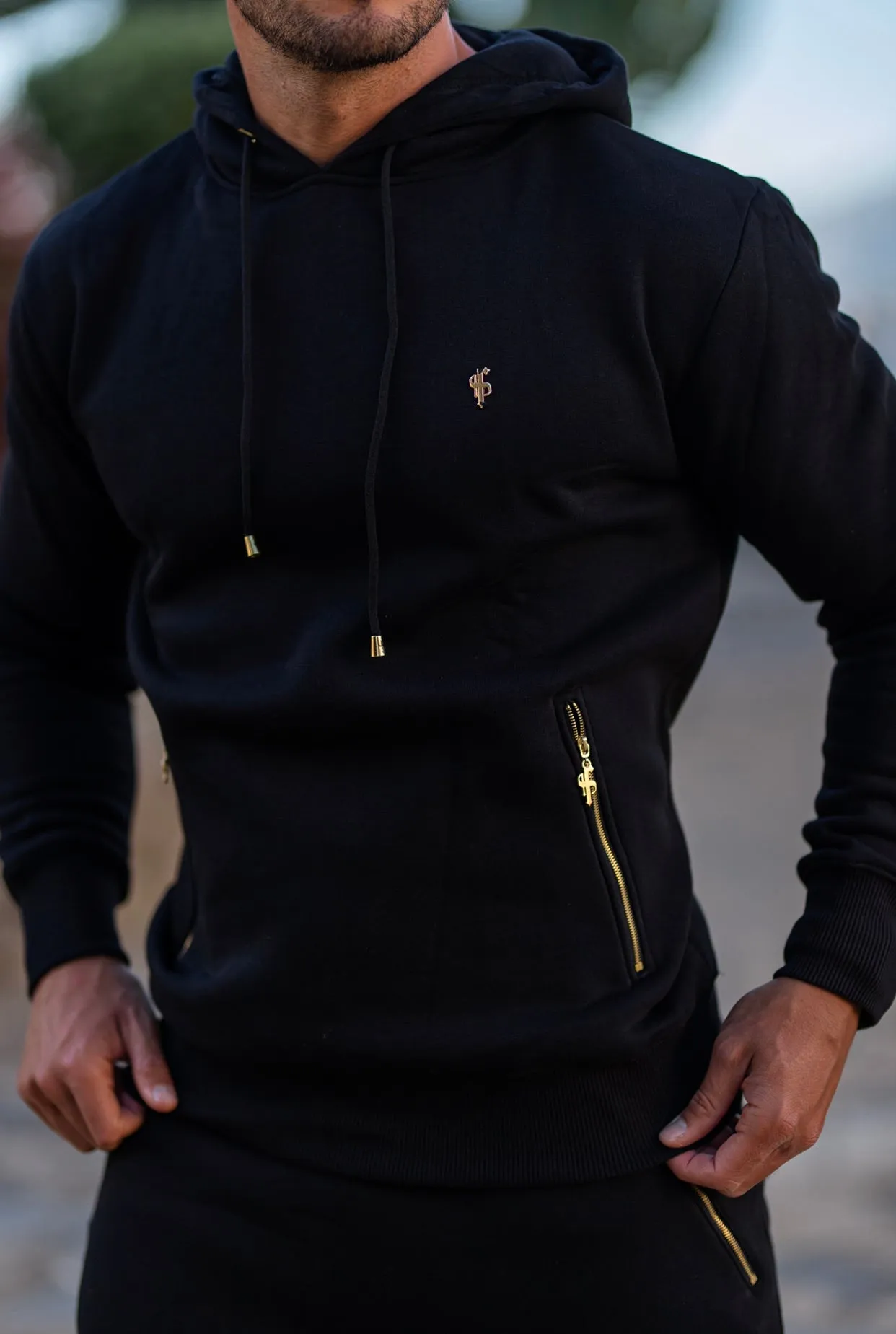 Father & Sons Black and Gold Zipped Pocket Hoodie - FSH472