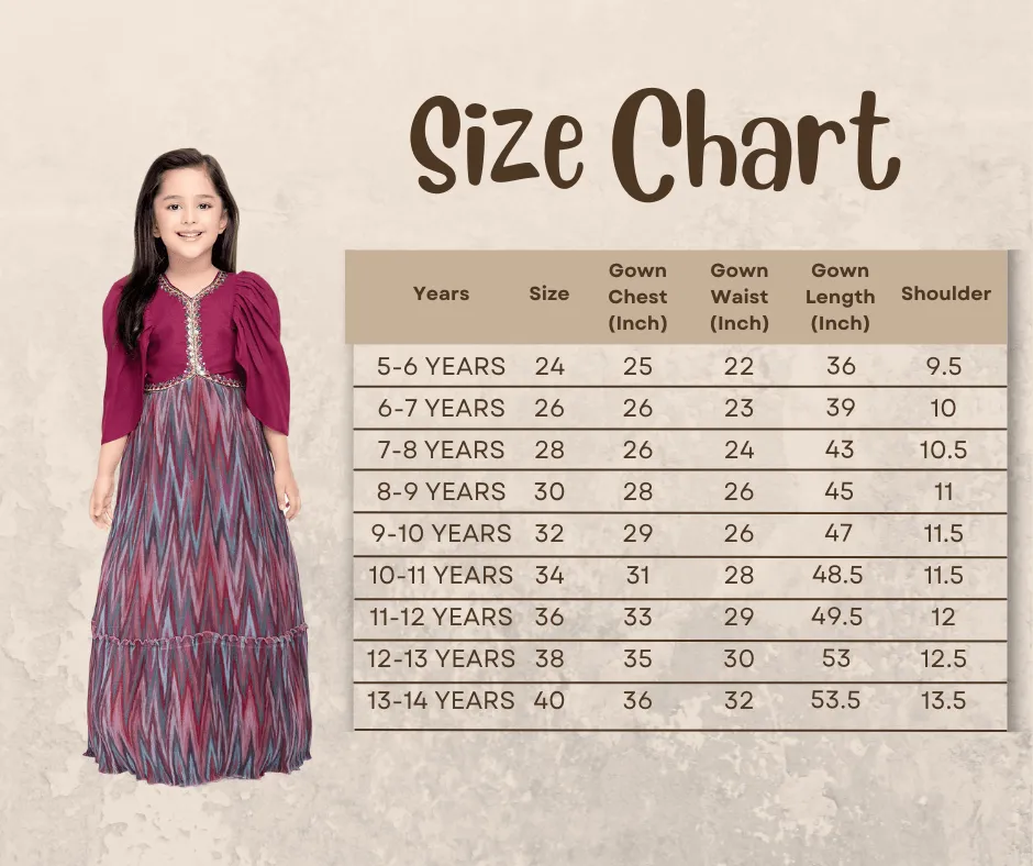 Magenta Coloured Butterfly Style Sleeves Hand Embroidery Fancy Gown For Girls