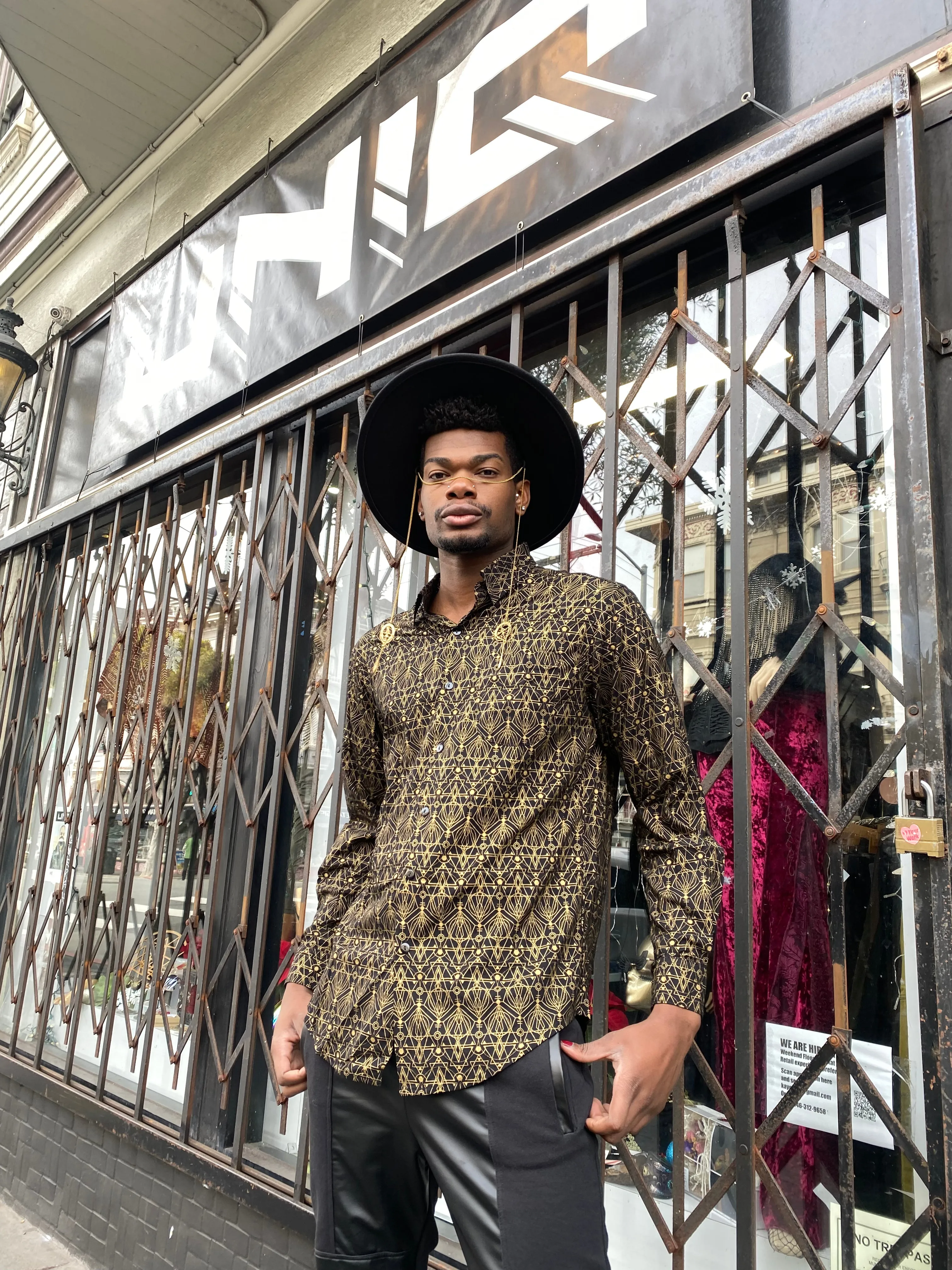 Nova print Button Front Long Sleeve Shirts