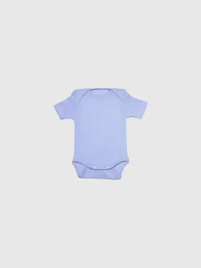 organic cotton, merino wool and silk short-sleeved onesie in blue - baby/toddler
