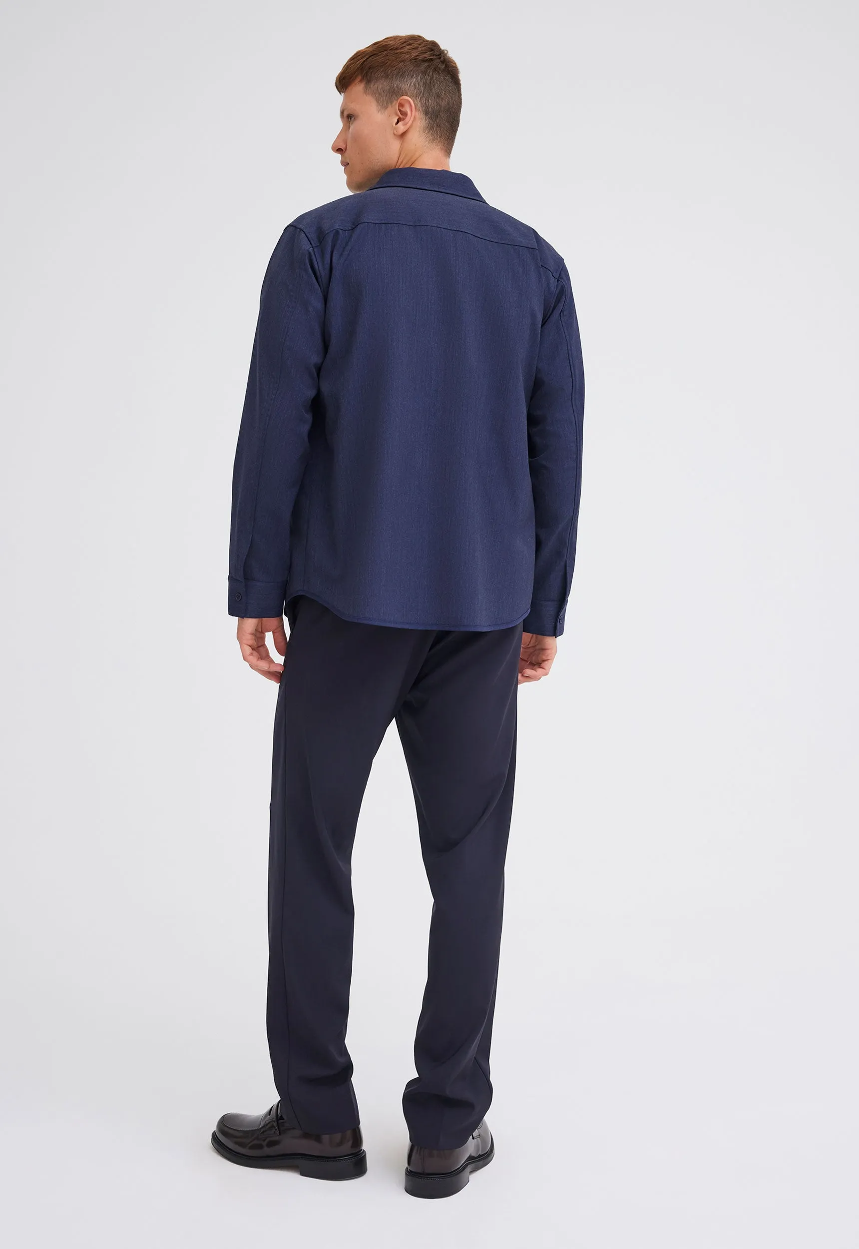Rich Wool Overshirt - Navy