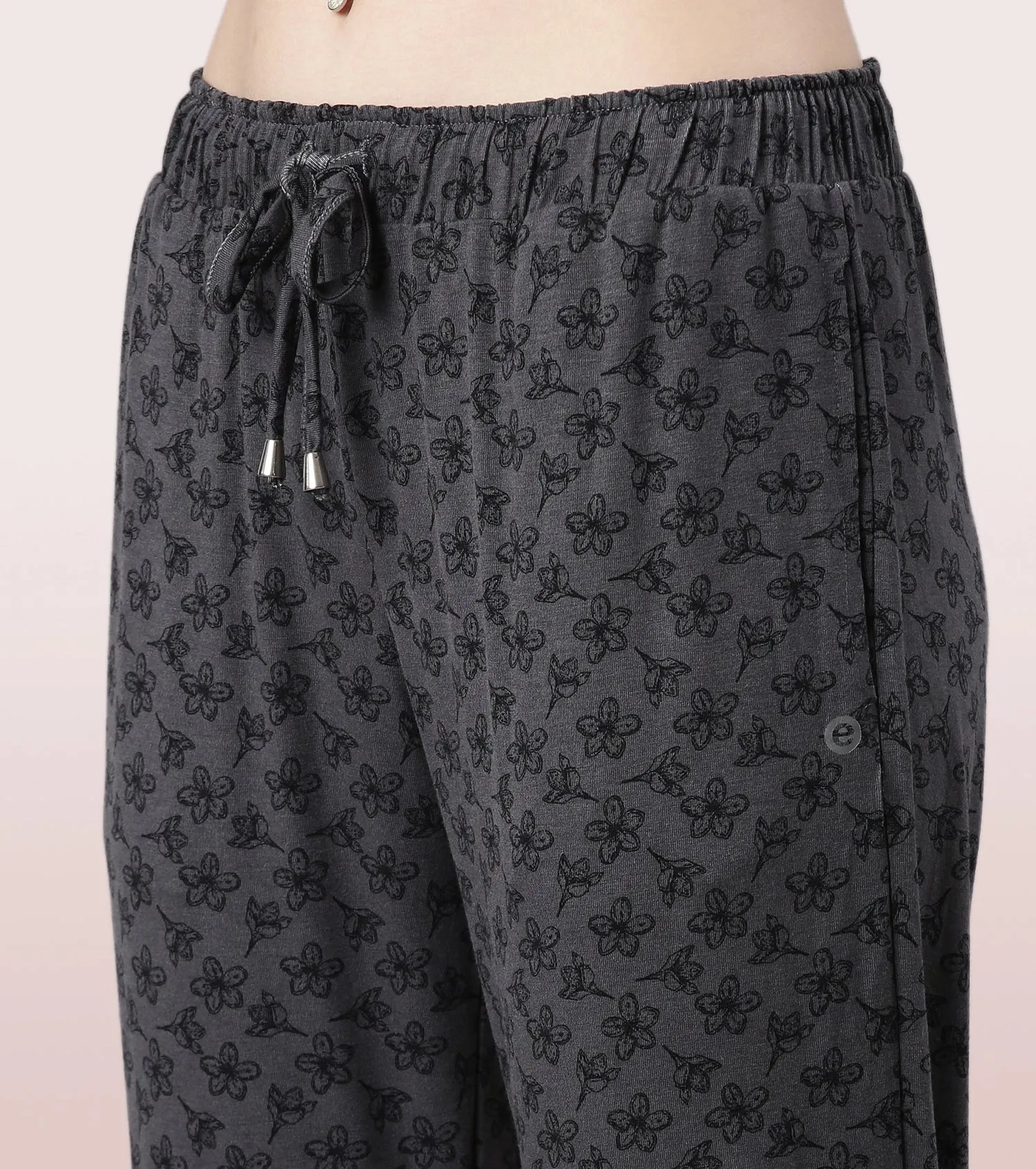 Shop-In Pants - Tapered Lounge Pants With Self Fabric Drawstring With Metal Ends | E048