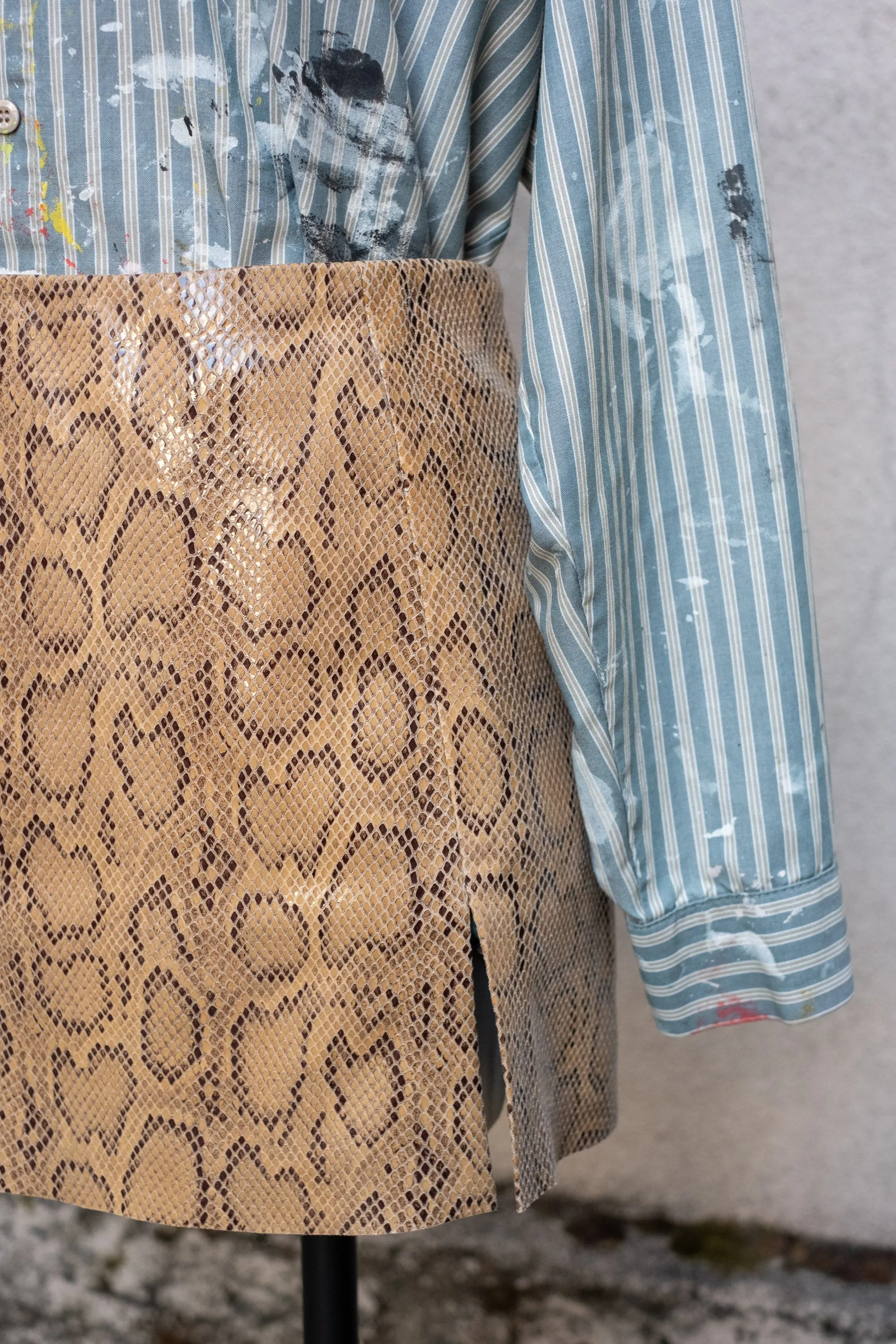 Veda x Reformation Patent Leather Snake Print Skirt